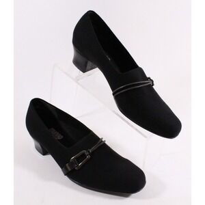 Munro Women's 8.5 W Cindi Black Stretch Fabric Shoes Heels Pumps